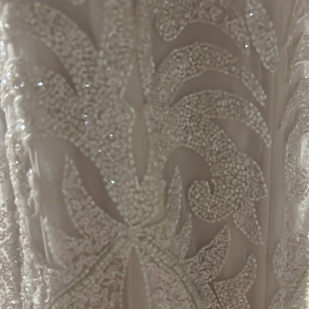 Lord & Taylor White Beaded Spaghetti-Strap Wedding Gown - Picture 6 of 6